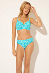 RUCHED U/W D CUP TOP - LAGUNA TEAL MULTI