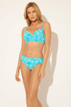 RUCHED U/W D CUP TOP - LAGUNA TEAL MULTI