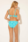 RUCHED U/W D CUP TOP - LAGUNA TEAL MULTI