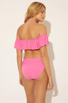 OFF THE SHOULDER RUFFLE BANDEAU TOP - BEVERLY HILLS PINK