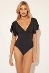 RUFFLE SLEEVE 1 PC - BLACK