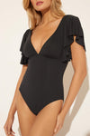 RUFFLE SLEEVE 1 PC - BLACK