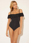 OFF THE SHOULDER BANDED 1 PC - BLACK