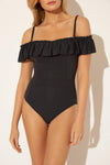 OFF THE SHOULDER BANDED 1 PC - BLACK