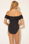 OFF THE SHOULDER BANDED 1 PC - BLACK