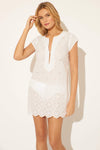 EMBROIDERED SHEATH DRESS - WHITE