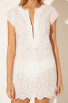 EMBROIDERED SHEATH DRESS - WHITE