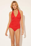 HALTER TANKINI TOP - SCARLET
