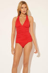HALTER TANKINI TOP - SCARLET