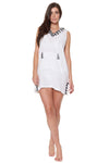 SLEEVELESS HOODIE DRESS - WHITE/BLACK