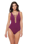 LACE DOWN GOLD 1 PC - CHERRY WINE