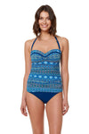 BANDEAU TANKINI TOP - NAVY MULTI