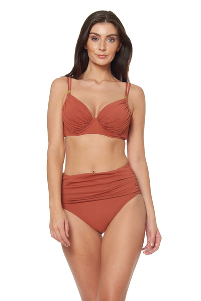 RUCHED U/W D CUP TOP - CINNAMON