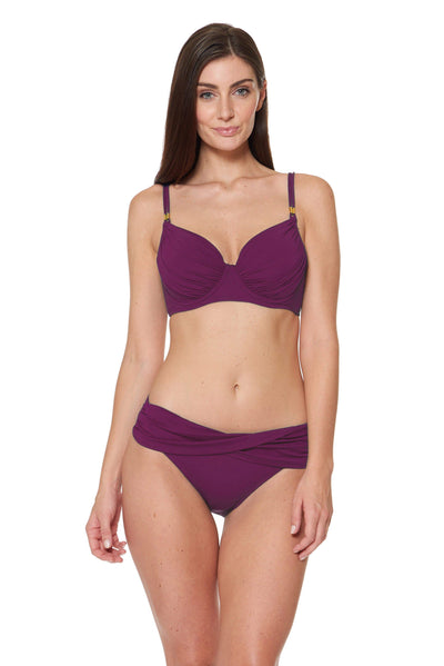 RUCHED U/W D CUP TOP - CHERRY WINE