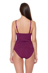 HIGH NECK LATTICE TANKINI TOP- CHERRY WINE