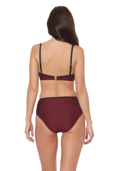 TEXTURED HIGH WAIST BOTTOMS - TAWNY PORT
