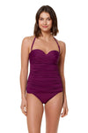 TWIST BANDEAU TANKINI TOP - CHERRY WINE