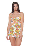 TWIST BANDEAU TANKINI TOP - WHITE MULTI