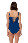 SIDE LACE DOWN TWIST TANKINI TOP - NAVY