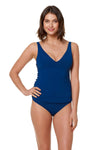 SIDE LACE DOWN TWIST TANKINI TOP - NAVY